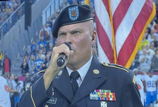 NFL fans mercilessly criticized an American troop's national anthem performance on Thursday