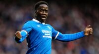 A delighted Djeidi Gassama celebrates giving Rangers an early lead at Ibrox