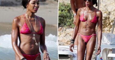 Naomi Campbell, 55, shows off toned figure in bikini in Ibiza