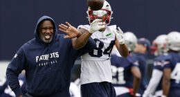 Patriots defensive coordinator Terrell Williams (left) reportedly collapsed in practice Monday