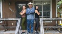 Best friends Kristy Etheredge and Rebecca Franchione are taking on some ambitious house flips in A&E's new series, The Mother Flip. Kristy and Rebecca pictured with contractor Roy Salinas