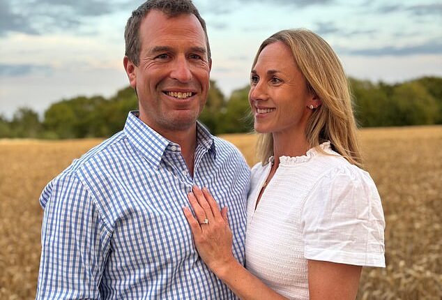 Harriet Sperling flashes her engagement ring as she and Peter Phillips announce their engagement earlier this month