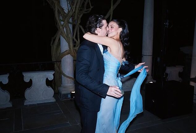 Nicola Peltz and Brooklyn Beckham shared pictures from their butterfly themed vow renewal afterparty on Tuesday that his parents weren't invited to