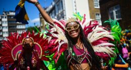 Notting Hill Carnival, the largest street party in Europe, officially begun on Sunday morning with dancers in bright costumes parading along the streets