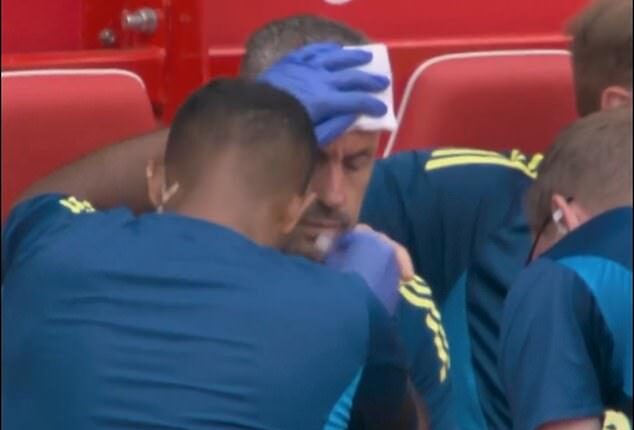Nottingham Forest assistant Rui Barbosa needed six stitches after hitting his head on Sunday