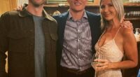 Influencer Kylie Swanson, 36, has angered Nantucket locals with her summer camp for adults. She is pictured with a friend, center, and husband, left