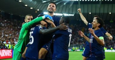 PSG dramatically came from two goals down to win the Super Cup on penalties against Spurs