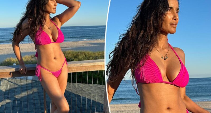 Padma Lakshmi rocks hot pink string bikini in the Hamptons