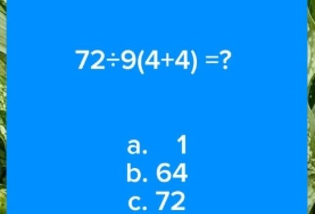 A popular maths social media account, called @Mathclass88, posted the equation on Twitter , where dozens left comments guessing the answer to the question (pictured)