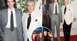 Pierce Brosnan's son Dylan towers over actor in red carpet appearance