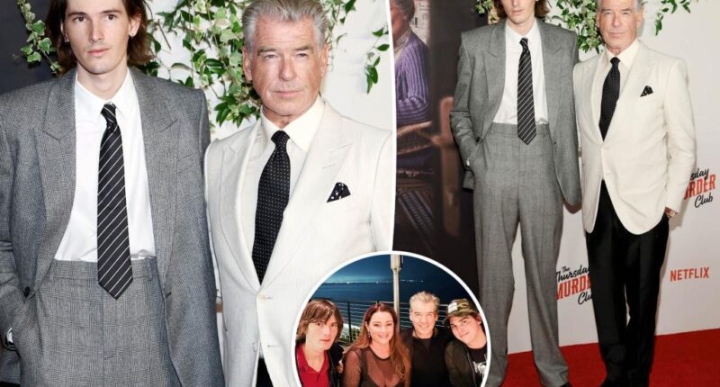 Pierce Brosnan's son Dylan towers over actor in red carpet appearance