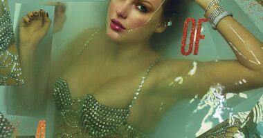 The burlesque-style album art is a far cry from the girl-next-door image portrayed in her earlier eras