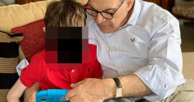 Sir David Suchet with his grandson, who was born brain damaged. In an exclusive interview, he reveals the child has been diagnosed with 'Tuberous Sclerosis, a very rare condition'