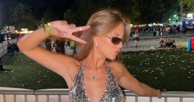 Leah Isadora Behn, 20, the granddaughter of the King and Queen of Norway, took to Instagram today to show off a glamorous selection of snaps from Way Out West, a festival based in Gothenburg, Sweden , where Charli xcx was among headliners. Pictured