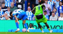 Calvin Bassey's shorts fell rpepeatedly during Fulham's 1-1 draw with Brighton on Saturday