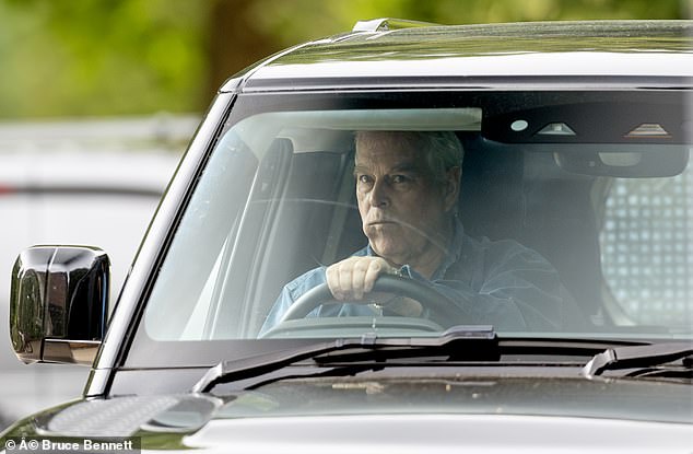 Prince Andrew confronted builders installing speed bumps outside his palatial home with a four-letter foul-mouthed rant, it has been reported. Andrew is pictured last week