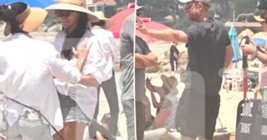 Prince Harry and Meghan Markle spotted on family beach outing as son Archie, 6, takes surf lessons