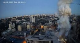 Russia has struck the British Council building in Kyiv as Vladimir Putin blitzed the city with hypersonic missiles and drones in an attack that has killed at least 18 people