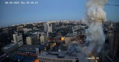 Russia has struck the British Council building in Kyiv as Vladimir Putin blitzed the city with hypersonic missiles and drones in an attack that has killed at least 18 people