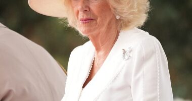 Queen Camilla attends the Service of Remembrance to commemorate the 80th Anniversary of VJ Day at the National Memorial Arboretum in Alrewas on August 15