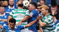 John Souttar of Rangers scored with this header but his effort was ruled out for offside