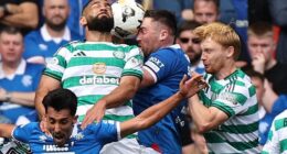 John Souttar of Rangers scored with this header but his effort was ruled out for offside