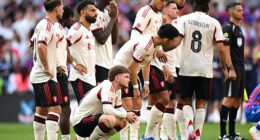Liverpool's Harvey Elliott (centre) remains of interest to RB Leipzig this summer