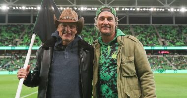 When it comes to resisting the herd-like ‘group think’ of Hollywood, Woody Harrelson and Matthew McConaughey (pictured in Texas at an MLS game between Austin FC and Colorado Rapids), have inherited the famous commitment to independence known to Texans