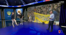 Sky Sports were forced into a hurried apology after Gary Neville was unwittingly caught aiming a dig at Leeds fans