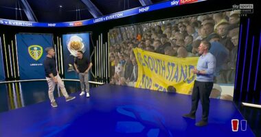 Sky Sports were forced into a hurried apology after Gary Neville was unwittingly caught aiming a dig at Leeds fans
