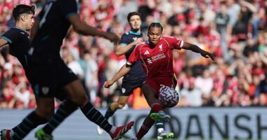 Rio Ngumoha opened the scoring for Liverpool against Athletic Club with a fine solo effort