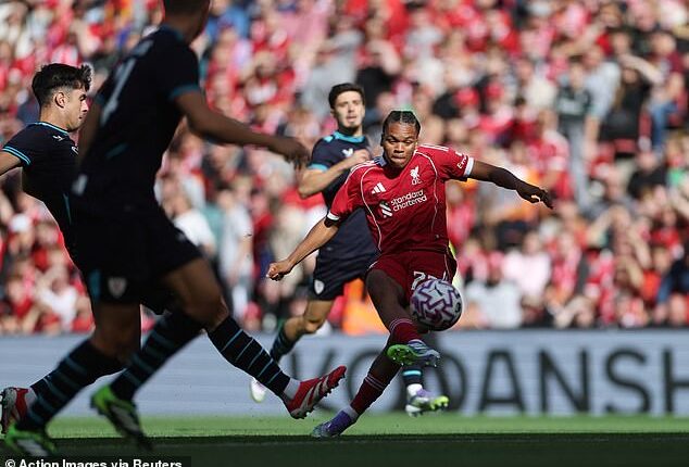 Rio Ngumoha opened the scoring for Liverpool against Athletic Club with a fine solo effort
