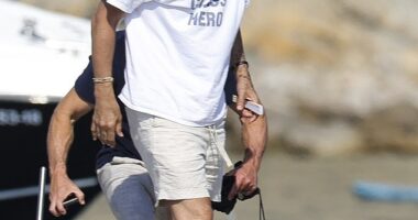 Rita Ora's husband had a rather tone-deaf choice of apparel for Chris Hemsworth's star-studded birthday boating trip