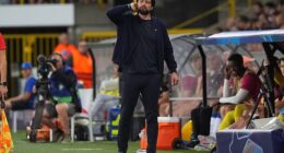 Russell Martin watches his side capitulate in their Champions League play-off against Brugge