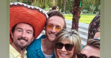 Ruth Langsford, 65, was left suffering an epic hangover after partying the night away at pal Amanda Holden 's Bank Holiday bash on Saturday