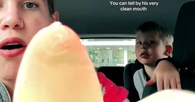 Rebecca, from New Zealand, was unfazed as she enjoyed a frozen mango treat while her son had a tantrum because he wanted her to share