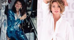 Shania Twain celebrates her 60th birthday in a white button-up shirt and black undies