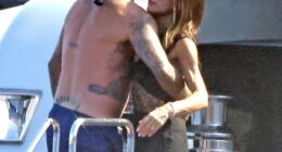 David Beckham was seen squeezing wife Victoria's bottom yet again as they continued their sun-soaked family getaway off the Italian coast on Thursday