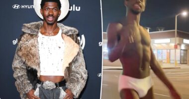 Shirtless Lil Nas X seen waltzing through LA hotel hours before nearly nude arrest