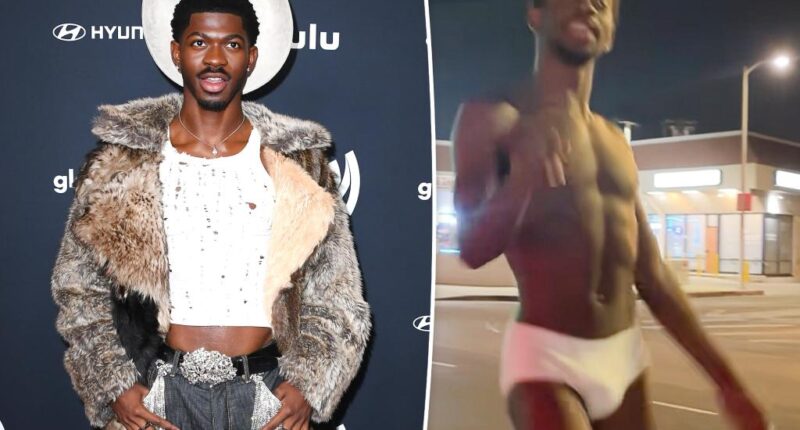 Shirtless Lil Nas X seen waltzing through LA hotel hours before nearly nude arrest