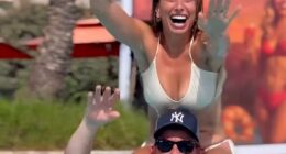 Stacey Solomon and husband Joe Swash let loose at the wild adults pool party as they enjoyed a child-free afternoon on their family holiday in Turkey