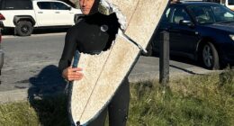 Surfer Brad Ross (pictured) narrowly avoided a shark attack at Cabarita Beach on Monday morning