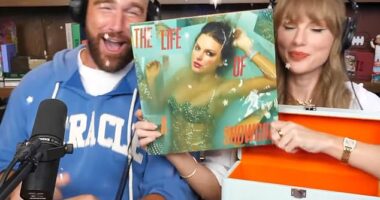 The singer released the cover and tracklist for her 12th studio album on Wednesday, while appearing on boyfriend Travis Kelce's, 35, New Heights podcast