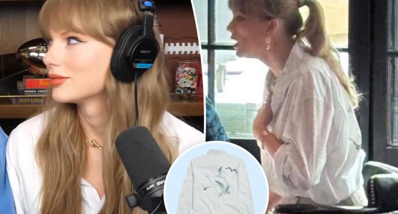 Taylor Swift wears her own merch to announce 'The Life of a Showgirl' album on 'New Heights'