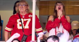 Travis Kelce's mother Donna has publicly given her stamp of approval to her son's engagement to his superstar girlfriend Taylor Swift; Donna and Taylor pictured September 2023