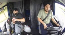 Terrifying footage has emerged of the moment an illegal migrant driving a huge semi-truck caused a tragic crash which left three people dead
