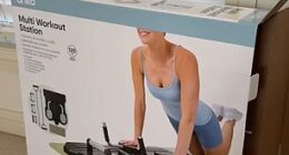 Sydney shopper Erica Rose raved about Multi Workout Station from Kmart, saying she's 'having the best workout ever' in the comfort of her home