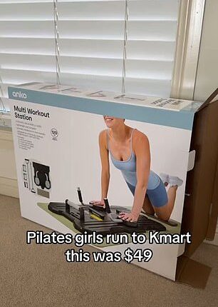 Sydney shopper Erica Rose raved about Multi Workout Station from Kmart, saying she's 'having the best workout ever' in the comfort of her home