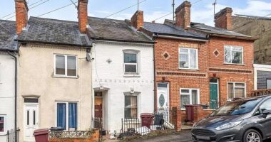 A three-bedroom terraced home (pictured) on a smart suburban street has gone on the market for £175,000 - but there is a catch