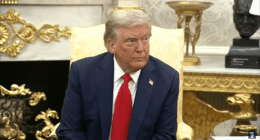 Donald Trump holding a meeting with Zelensky.